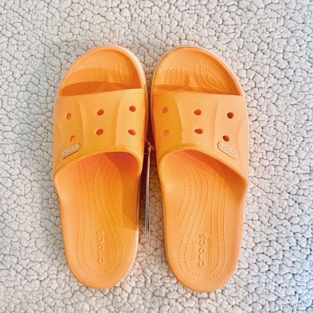 Crocs Orange Logo Slides